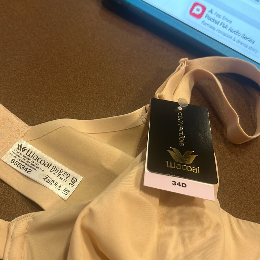Wacoal underwire convertible bra.  Nude color